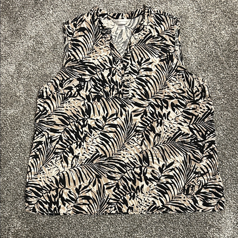 Christopher & Banks Tropical Print Sleeveless Women's Top size XL